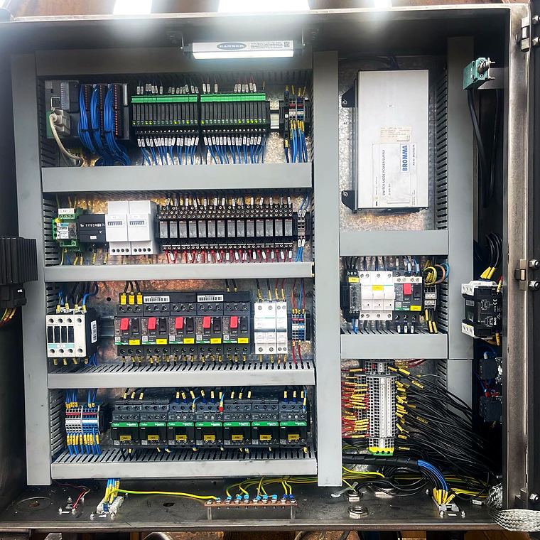 Control panel with relays and motor protection