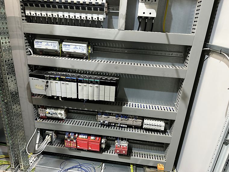 Panel with Allen-Bradley PLC and safety relays